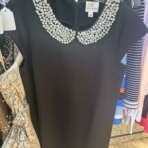 Julie Brown Black Dress with Embellished Collar